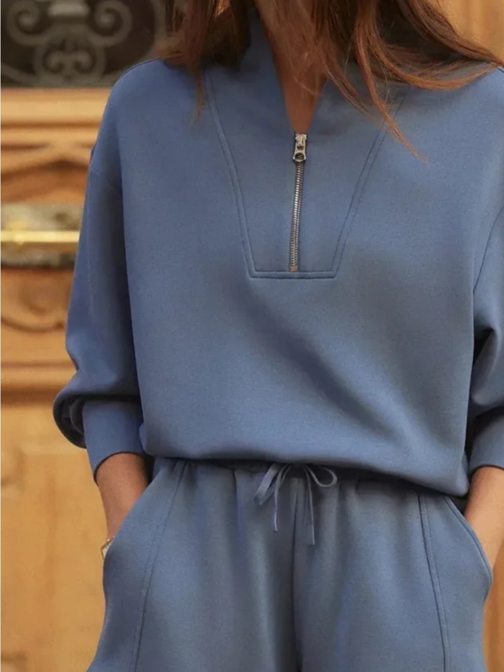 Varley Dusty Blue Half-Zip Pullover